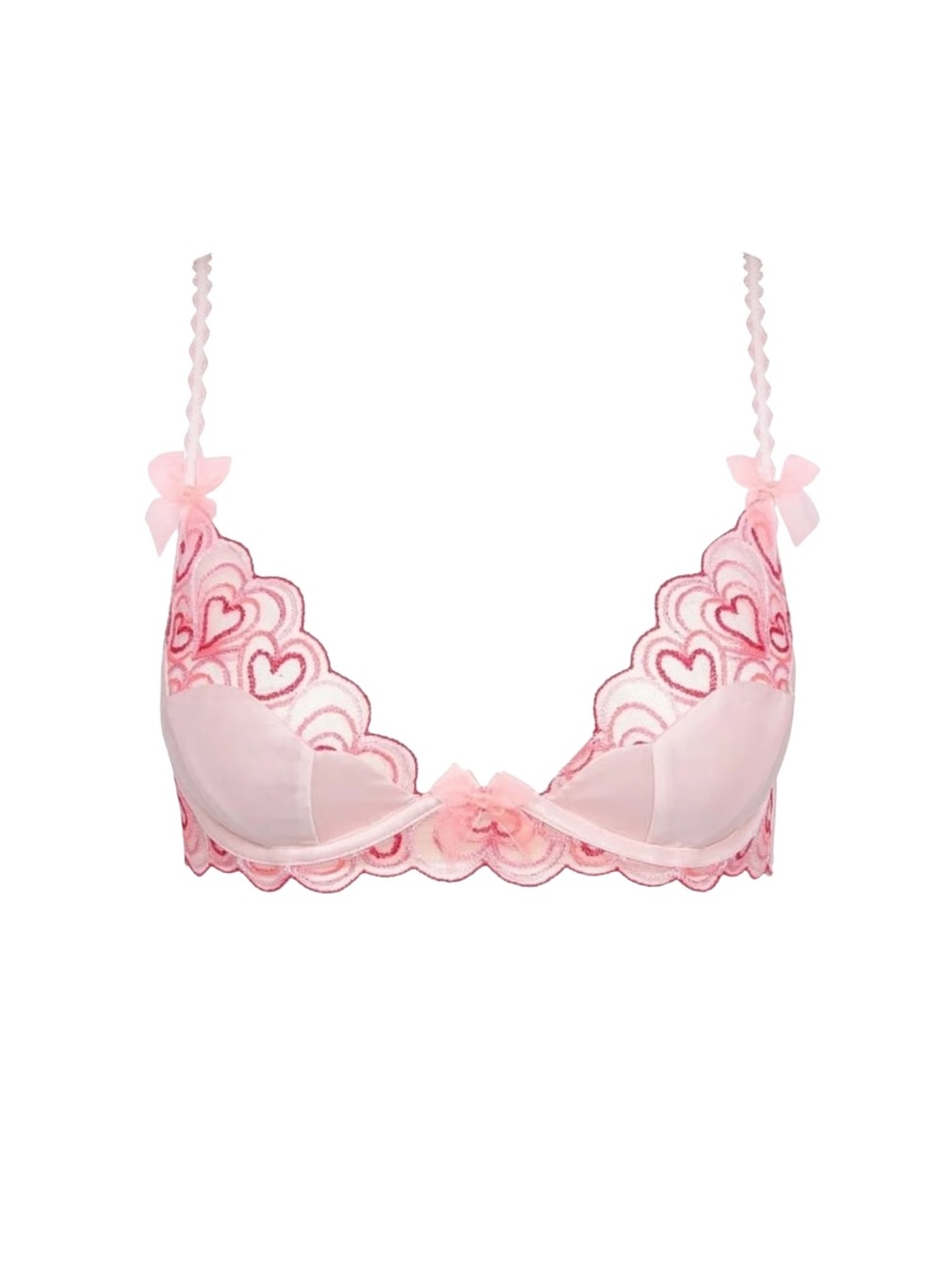 For Love & Lemons Heartbeat Lace Limited Edition Bra Pink Heart Valentine